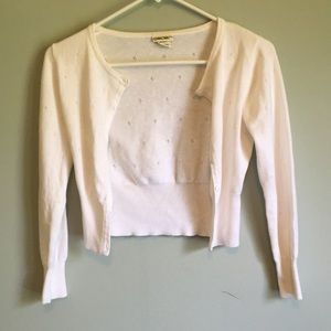 White bolero-style dress sweater
